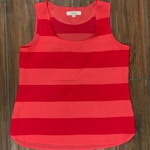 LOFT Women's Size Medium Color Block Dusty rose and Cherry Red Sleeveless Blouse